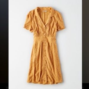 American Eagle Mustard Yellow Floral Dress Small